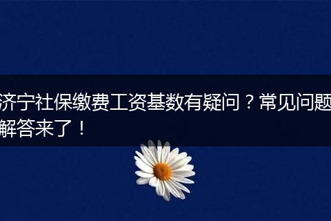 济宁社保缴费工资基数有疑问？常见问题解答来了！