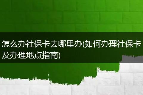 怎么办社保卡去哪里办(如何办理社保卡及办理地点指南)