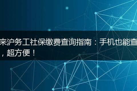 来沪务工社保缴费查询指南：手机也能查，超方便！