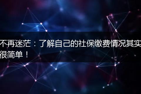 不再迷茫：了解自己的社保缴费情况其实很简单！
