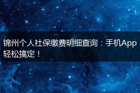 锦州个人社保缴费明细查询：手机App轻松搞定！