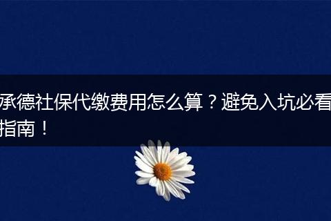 承德社保代缴费用怎么算？避免入坑必看指南！