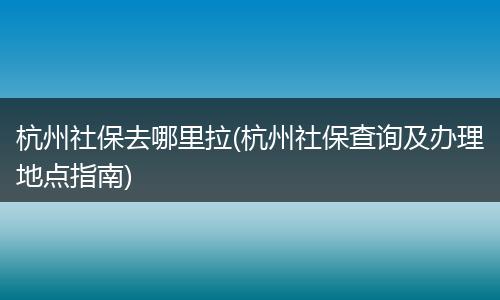 杭州社保去哪里拉(杭州社保查询及办理地点指南)