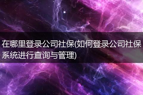 在哪里登录公司社保(如何登录公司社保系统进行查询与管理)