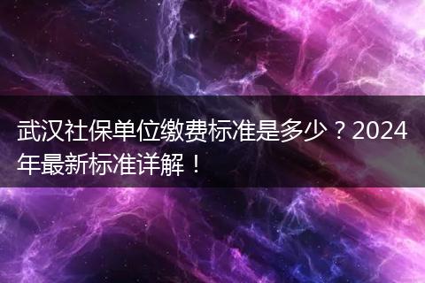 武汉社保单位缴费标准是多少？2024年最新标准详解！