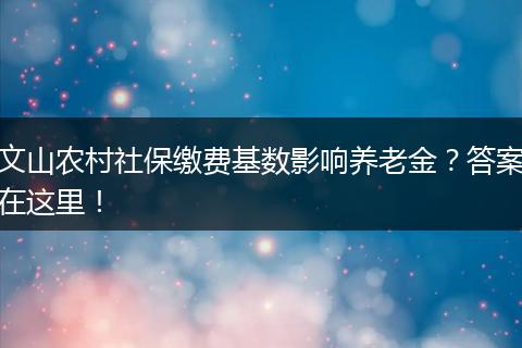 文山农村社保缴费基数影响养老金？答案在这里！