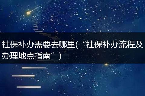 社保补办需要去哪里(“社保补办流程及办理地点指南”)