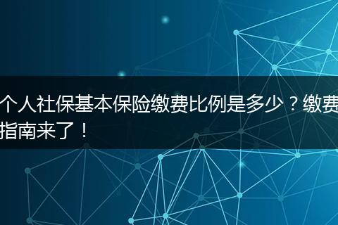 个人社保基本保险缴费比例是多少？缴费指南来了！
