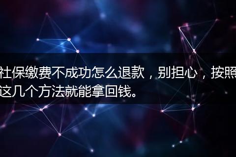 社保缴费不成功怎么退款，别担心，按照这几个方法就能拿回钱。