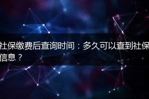 社保缴费后查询时间：多久可以查到社保信息？