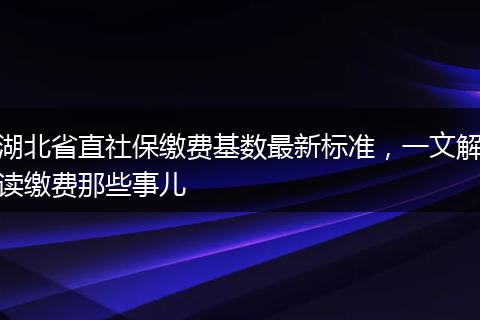湖北省直社保缴费基数最新标准，一文解读缴费那些事儿