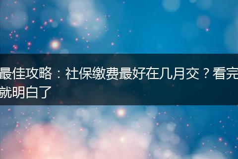 最佳攻略：社保缴费最好在几月交？看完就明白了