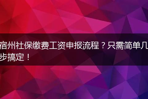 宿州社保缴费工资申报流程？只需简单几步搞定！