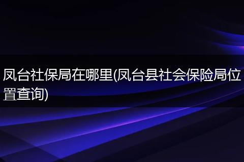 凤台社保局在哪里(凤台县社会保险局位置查询)