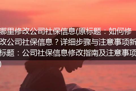 哪里修改公司社保信息(原标题：如何修改公司社保信息？详细步骤与注意事项新标题：公司社保信息修改指南及注意事项)