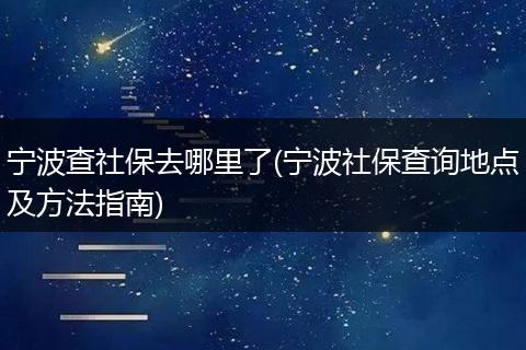 宁波查社保去哪里了(宁波社保查询地点及方法指南)