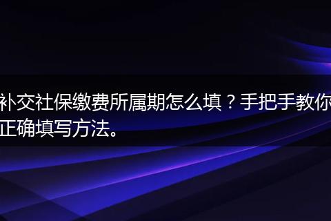 补交社保缴费所属期怎么填?手把手教你正确填写方法。