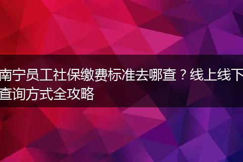 南宁员工社保缴费标准去哪查?线上线下查询方式全攻略