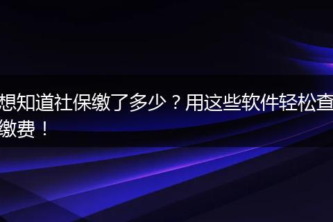 想知道社保缴了多少?用这些软件轻松查缴费!