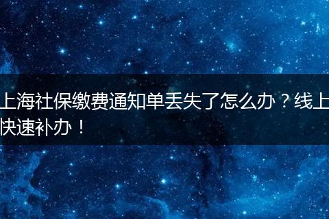 上海社保缴费通知单丢失了怎么办？线上快速补办！