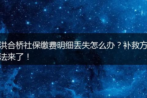 洪合桥社保缴费明细丢失怎么办？补救方法来了！