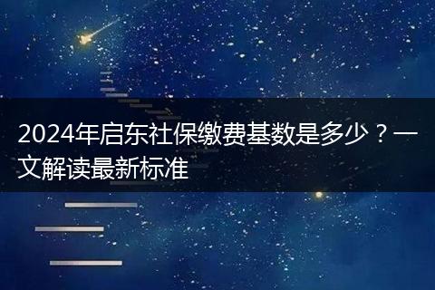 2024年启东社保缴费基数是多少？一文解读最新标准