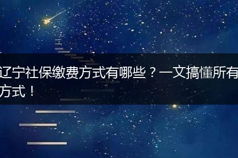 辽宁社保缴费方式有哪些？一文搞懂所有方式！