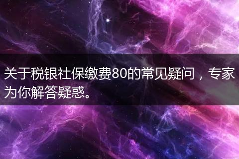 关于税银社保缴费80的常见疑问，专家为你解答疑惑。