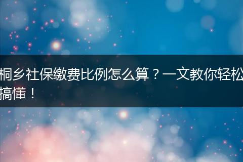 桐乡社保缴费比例怎么算？一文教你轻松搞懂！