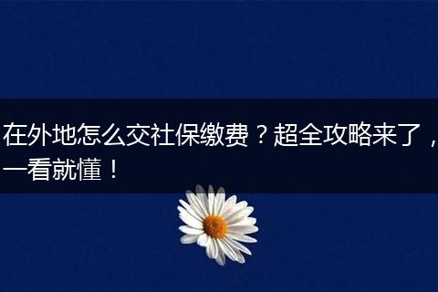 在外地怎么交社保缴费？超全攻略来了，一看就懂！