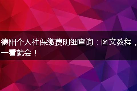 德阳个人社保缴费明细查询：图文教程，一看就会！