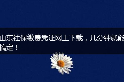 山东社保缴费凭证网上下载，几分钟就能搞定！