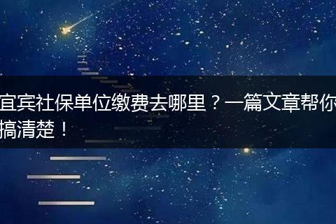 宜宾社保单位缴费去哪里？一篇文章帮你搞清楚！