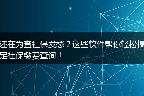 还在为查社保发愁？这些软件帮你轻松搞定社保缴费查询！