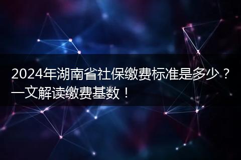 2024年湖南省社保缴费标准是多少？一文解读缴费基数！
