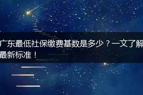 广东最低社保缴费基数是多少？一文了解最新标准！