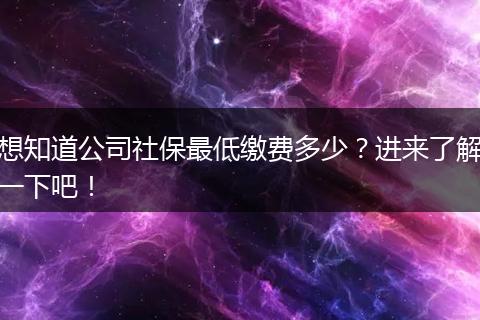 想知道公司社保最低缴费多少？进来了解一下吧！