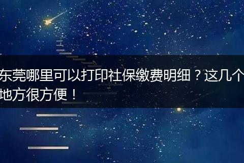 东莞哪里可以打印社保缴费明细?这几个地方很方便!