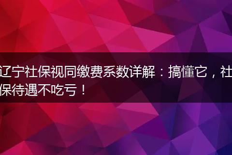 辽宁社保视同缴费系数详解：搞懂它，社保待遇不吃亏！