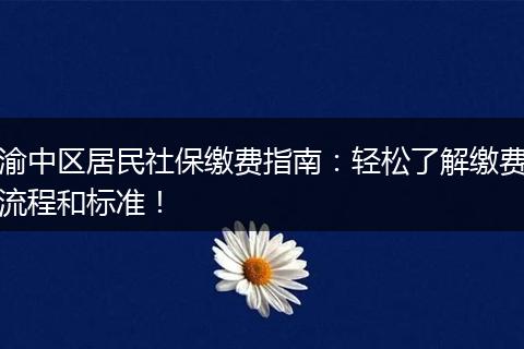 渝中区居民社保缴费指南：轻松了解缴费流程和标准！