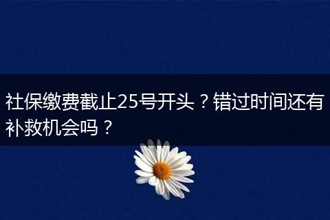 社保缴费截止25号开头？错过时间还有补救机会吗？