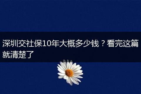 深圳交社保10年大概多少钱？看完这篇就清楚了