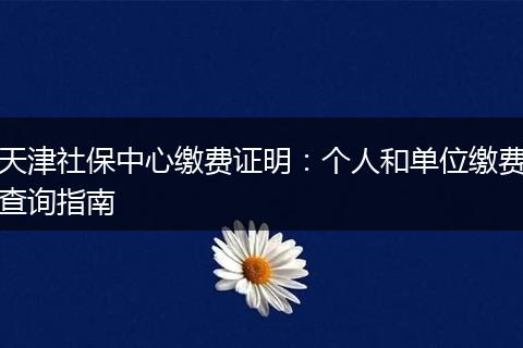 天津社保中心缴费证明:个人和单位缴费查询指南
