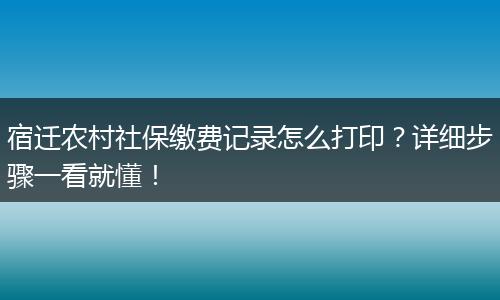 宿迁农村社保缴费记录怎么打印？详细步骤一看就懂！