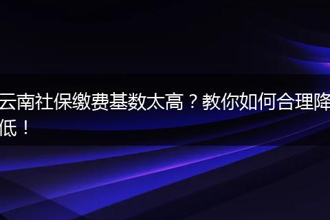 云南社保缴费基数太高？教你如何合理降低！