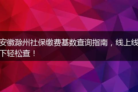 安徽滁州社保缴费基数查询指南，线上线下轻松查！