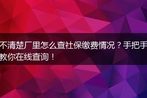 不清楚厂里怎么查社保缴费情况？手把手教你在线查询！