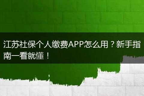 江苏社保个人缴费APP怎么用？新手指南一看就懂！