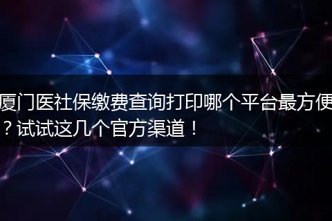 厦门医社保缴费查询打印哪个平台最方便？试试这几个官方渠道！