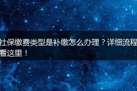 社保缴费类型是补缴怎么办理？详细流程看这里！